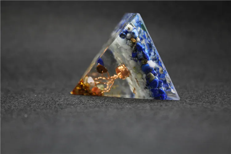 Coliere cu pandantiv Orgonit piramidă 5cm 7Chakra artizanat bijuterii rășină cristal Lapis farmec adunarea norocului ajută la calmare_voghion.com