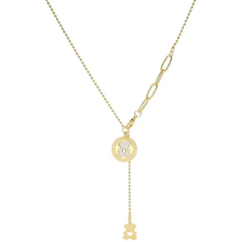 Colares com pingentes fofos para mulheres, corrente de pescoço, gargantilha, estilo coreano, colar de urso, acessórios de joias de aço inoxidável_voghion.com