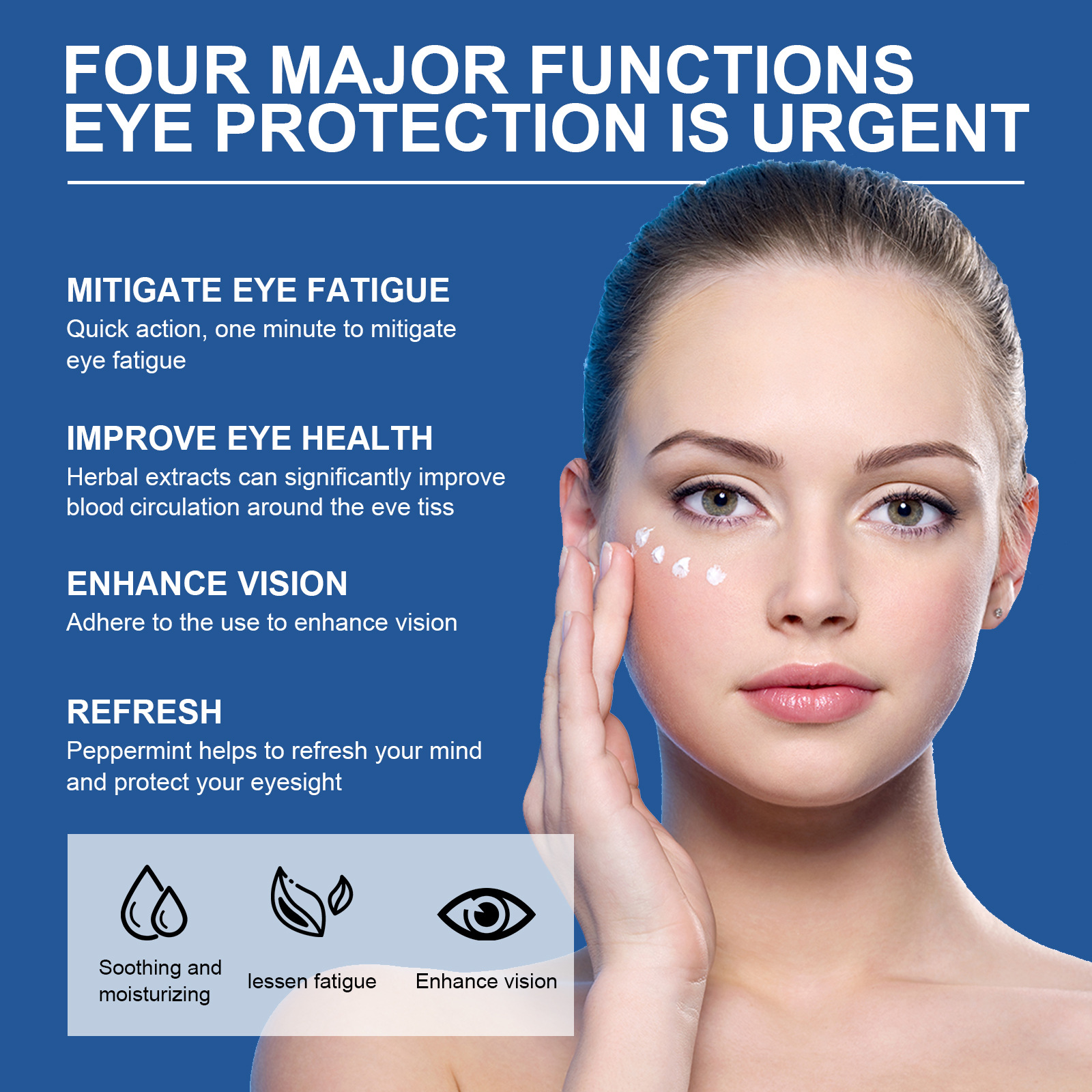 Crema hidratante suave para el contorno de ojos South Moon Repairs Pain, Fatiga, Sequedad y Luminosidad_voghion.com