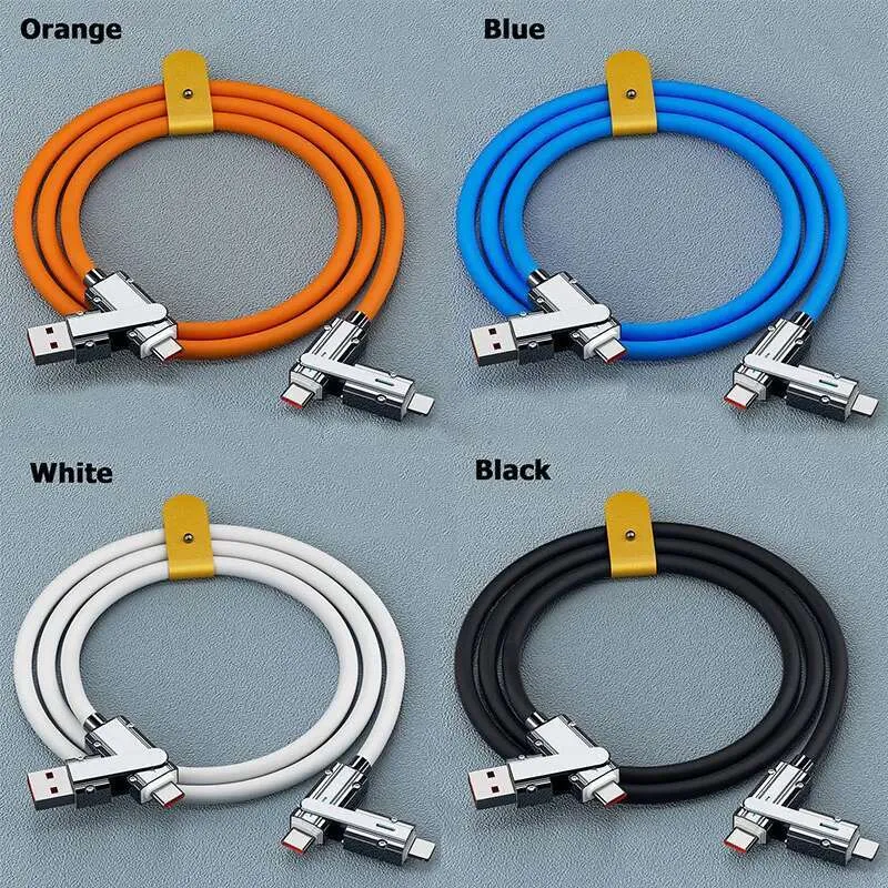 2-to-2 Data Cable 100w Super Fast Charging Cables Zinc Alloy PD 4-in-1 Multi USB To Lighing Type C For Phone Tablet_voghion.com