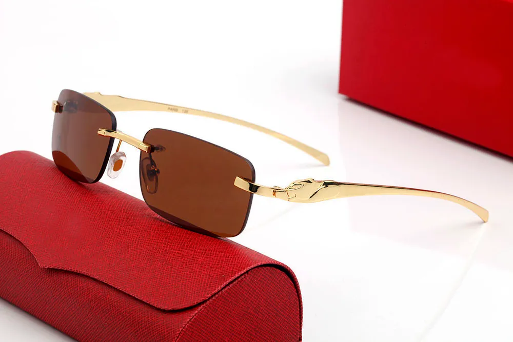 Dizajnerske sunčane naočale s leopard glavom, kvadratne, gradijentne leće, muške i ženske modne naočale, zlatni sier metalni okvir, bez okvira_voghion.com