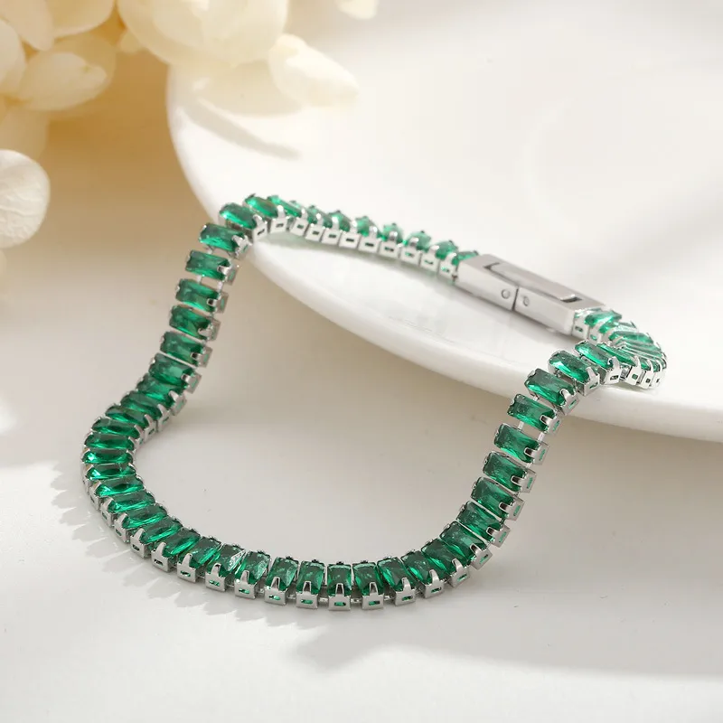 Exquisite Zircon Link Bracelet In Gold Stainless Steel Finish_voghion.com
