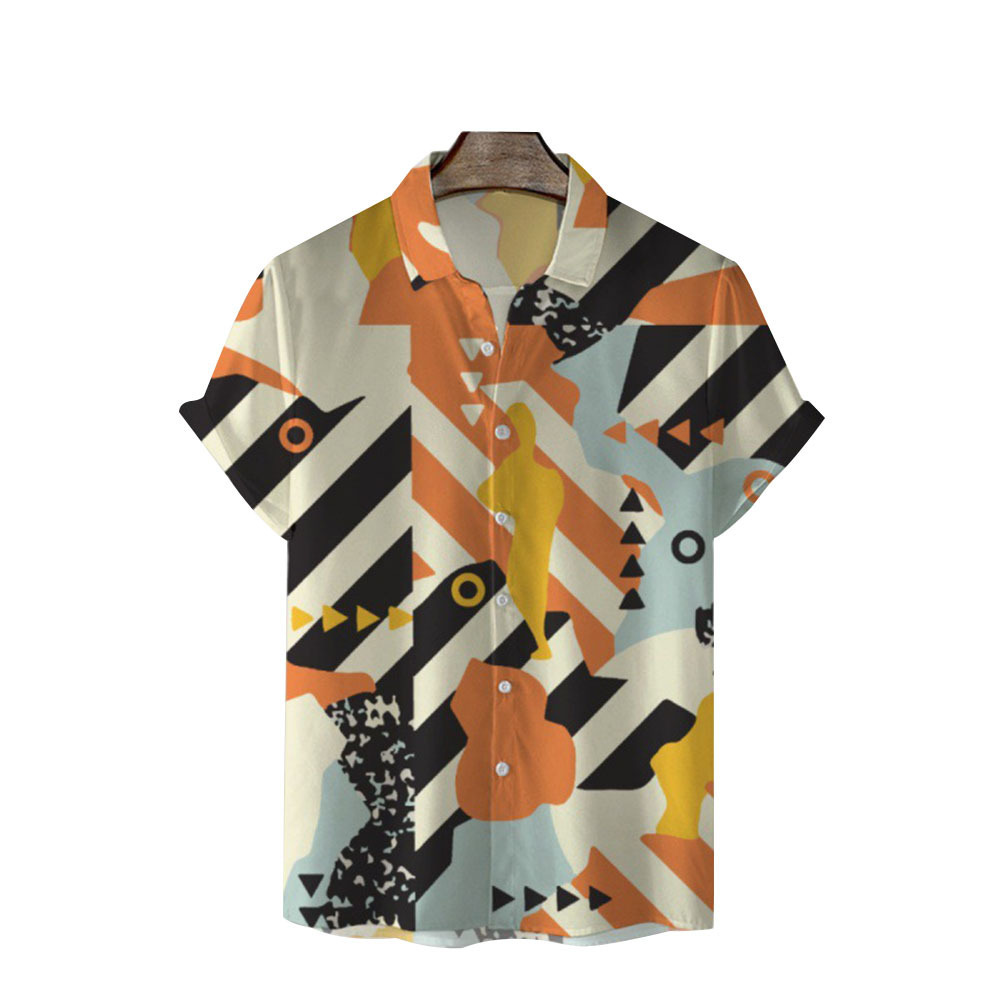Men Random Tropical Print Shirt_voghion.com