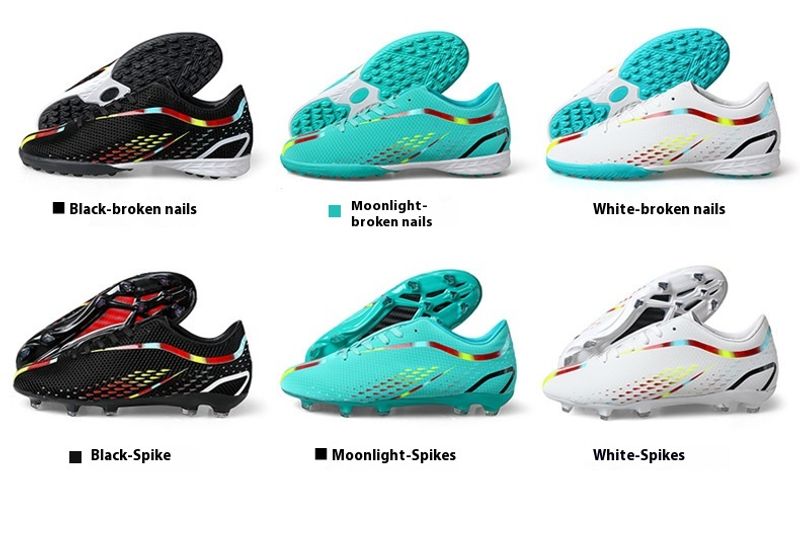 Fußballschuhe Herren und Damen mit langen gebrochn Spikes, professionelle Trainings-Sneakers, Sportschuhe für_voghion.com