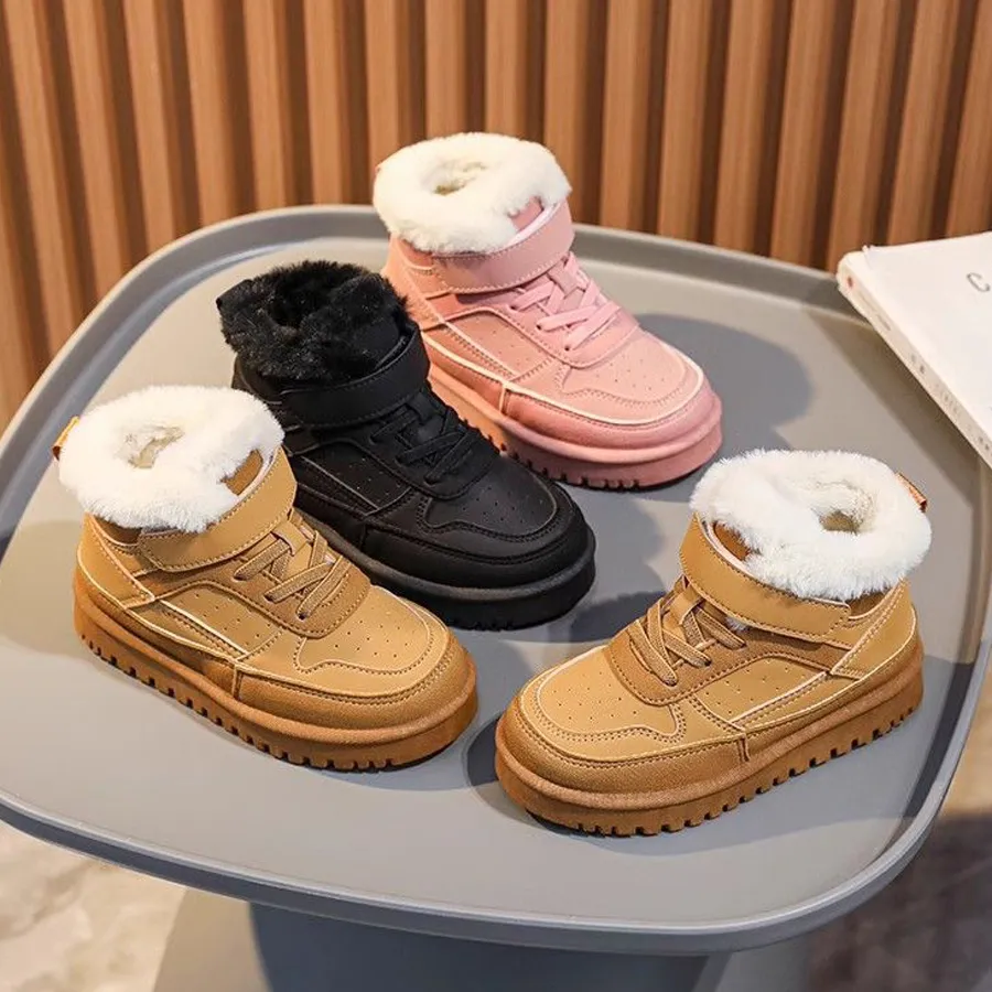 Youth Snow Furry Warm Plush Casual Shoes Littlesprouts Girls Boys Kids Boots Winter Trendy All Match Wear Resistant_voghion.com
