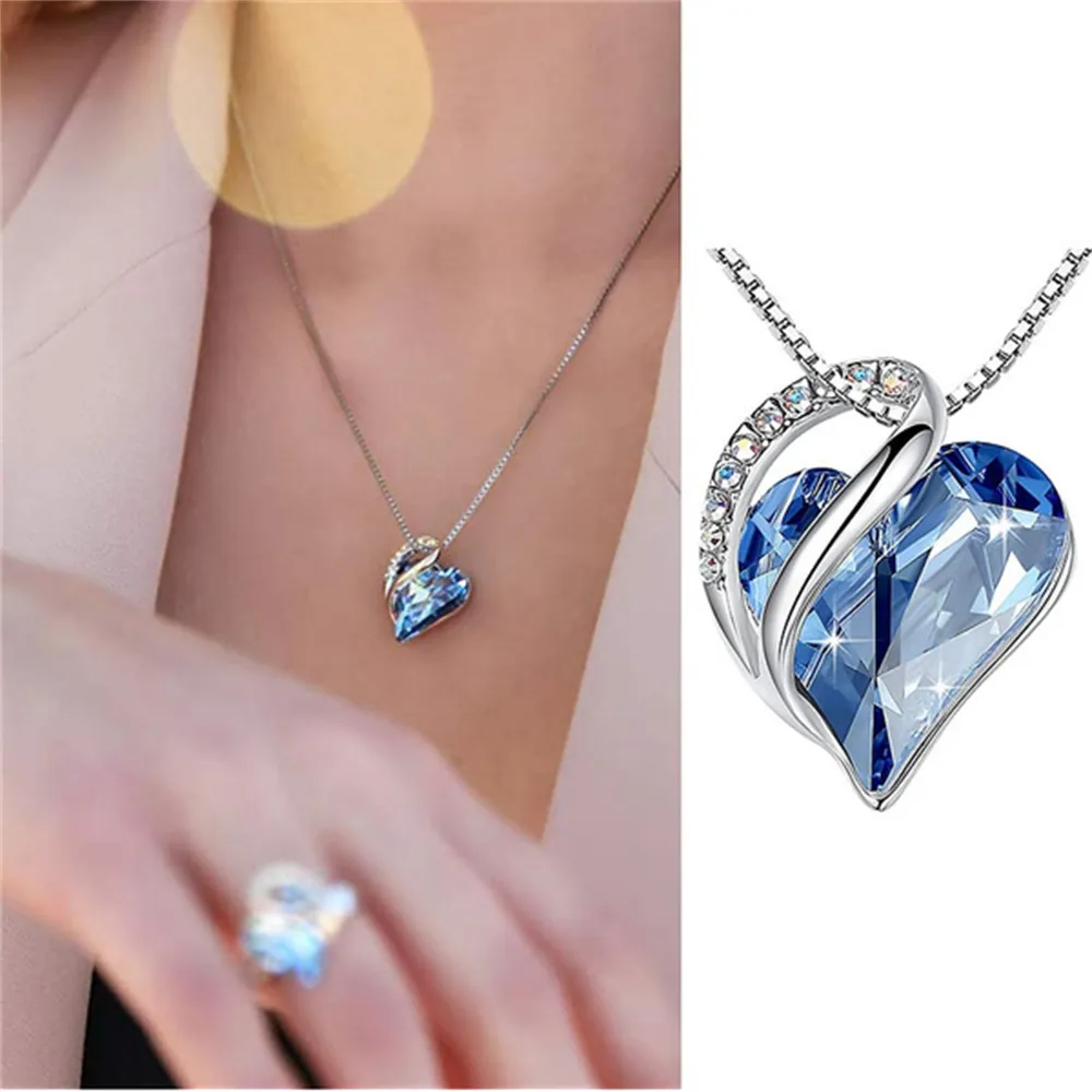 Herz Anhänger Halskette Mit Kristall Geburtsstein Schmuck_voghion.com