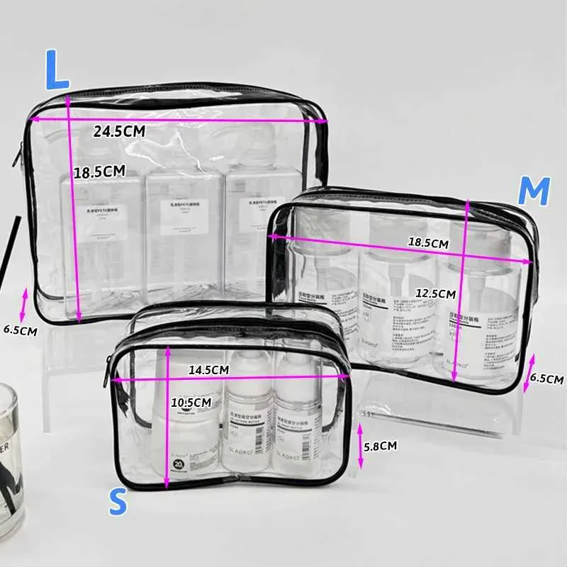 Simple PVC transparent waterproof storage box travel makeup organizer bathroom wash bag Y241023_voghion.com
