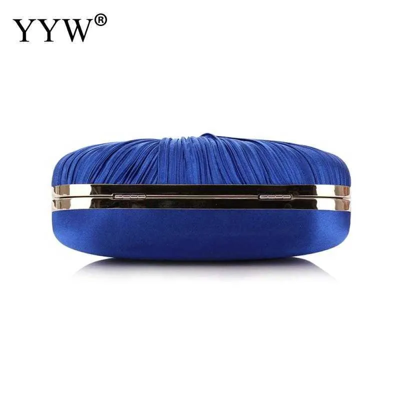Royal Blue Folded and Pillow shaped Bag Elegant Designer Clutch with Chain Rhie Buckle Wedding Party Wallet 2024 Y241019_voghion.com