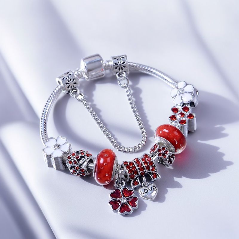 Bracciale charm in acciaio inossidabile con perline smaltate_voghion.com