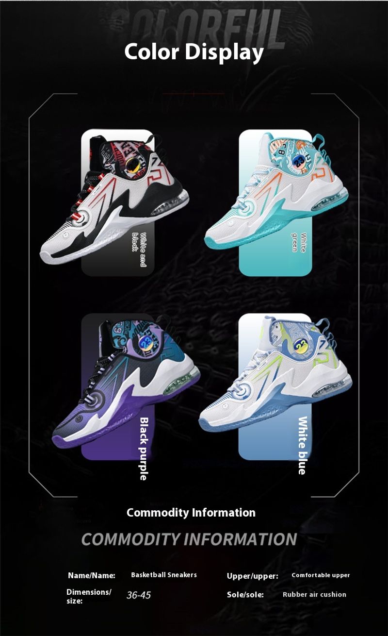 Air cushion high top basketball shoes men's mesh breathable professional training game sneakers trend_voghion.com