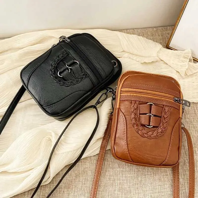 Bolsa transversal vintage de couro sintético para celular_voghion.com