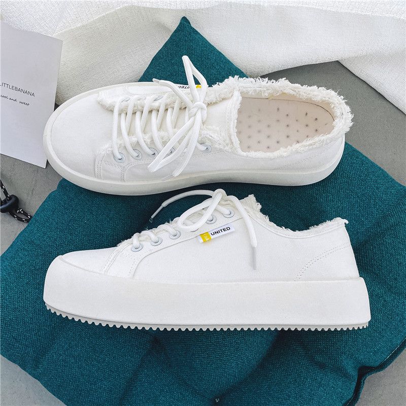 Baskets plateforme en toile pour homme baskets chunky blanches_voghion.com