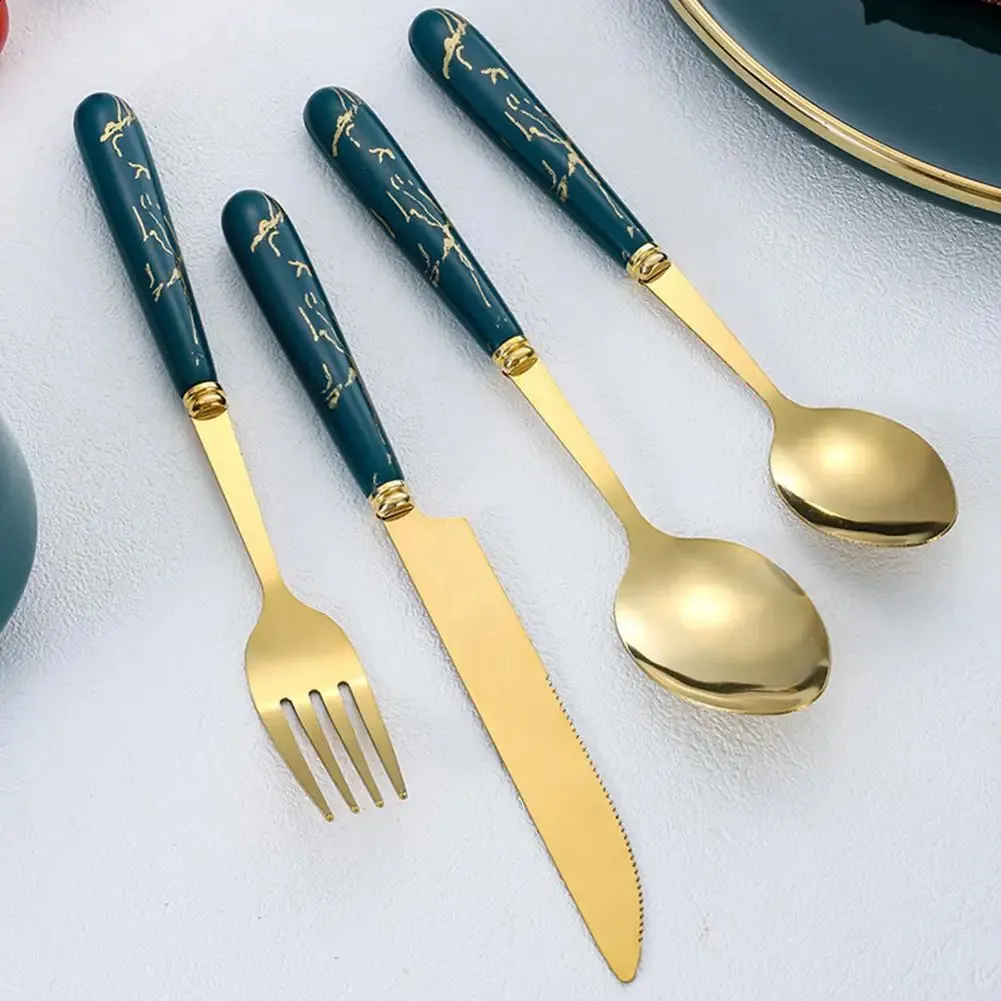 Conjunto de talheres com 24 peças, faca e garfo, aço inoxidável, com suporte, colher de sobremesa, adequado para qualquer ocasião 240826_voghion.com