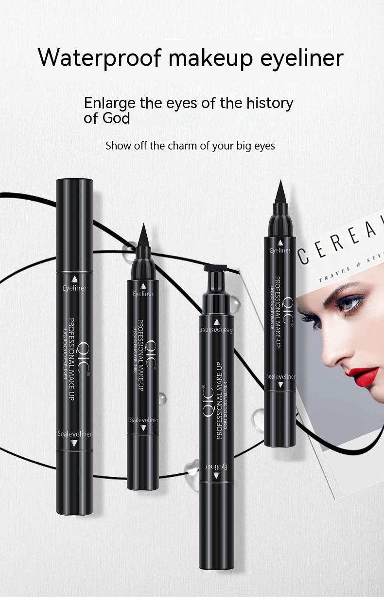QIC makeup double head triangle wing seal eyeliner pen non smudging waterproof sweatproof Vietnam_voghion.com