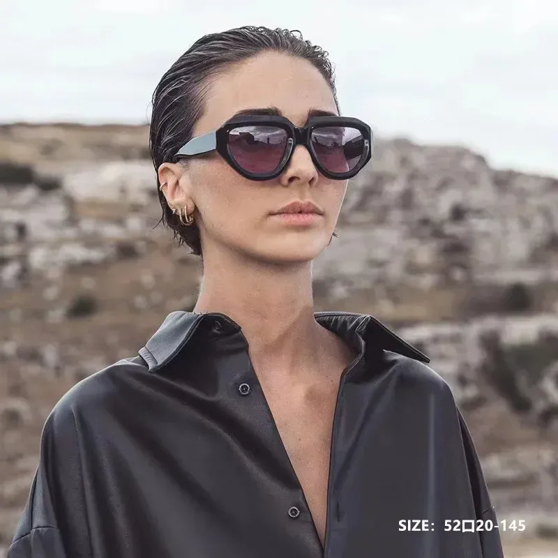 Sonnenbrillen 2024 Retro Fashion Damen Extra große unregelmäßige Box Designer Herren Schwarz UV400_voghion.com