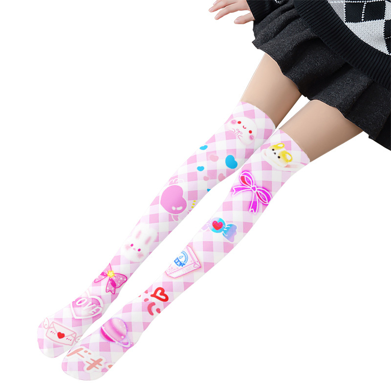 Kirschstrumpfhose, süße Leggings mit Lolita-Print, lange Strümpfe für Loli-Mädchen_voghion.com