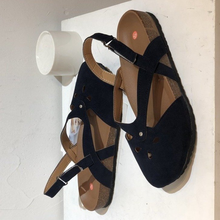 Sandales plates creuses à boucle unique pour femmes, grande taille, mode Simple, nouvelle collection 2021_voghion.com