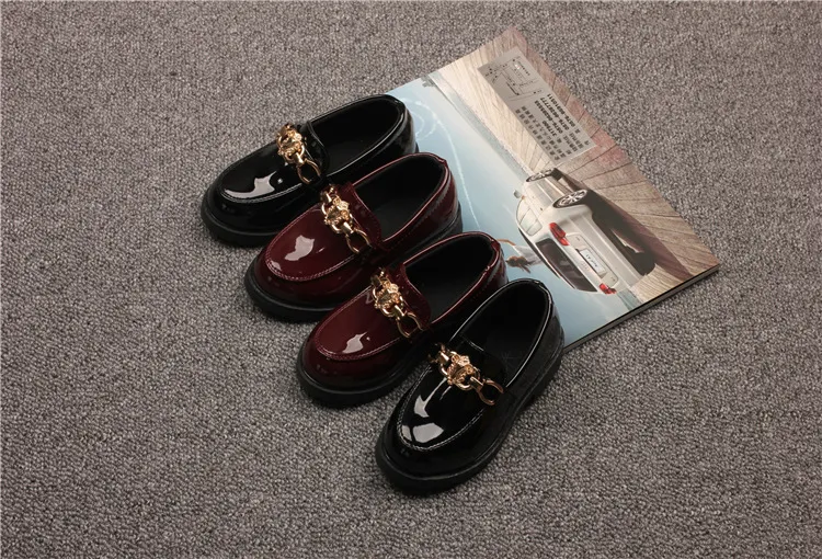 Kids Toddler Patent Leather British Style Children Slip on Loafers for Girl Boy Student Performance Shoes Sizes_desvips.com