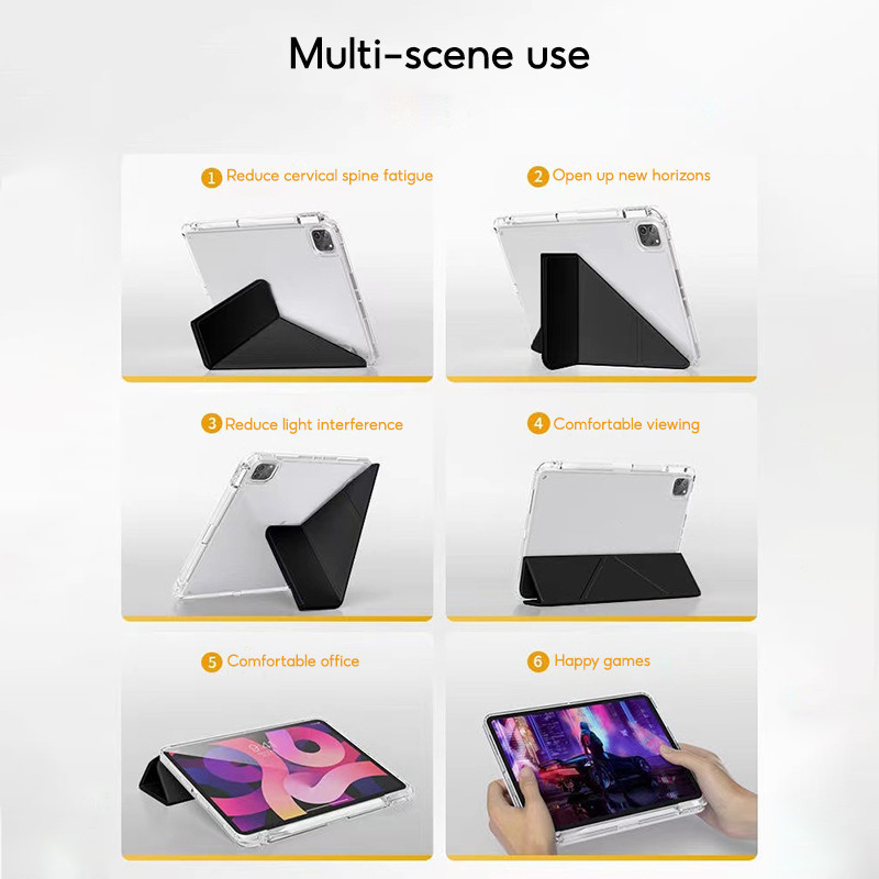 Carcasă transparentă pentru iPad Air 6 M2 5 4 10.9 inch Pro 11 M4 2024 10.9 Gen 9.7 10.2 6.5 Mini 6, husă pentru tabletă cu suport pentru creion_voghion.com