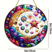 1 st Luna Decor akryl solfångare, 20x20 cm fönsterkonst, inflyttningspresent, nyckfull rum- och bardekor, sommardekoration för semesterscener_voghion.com