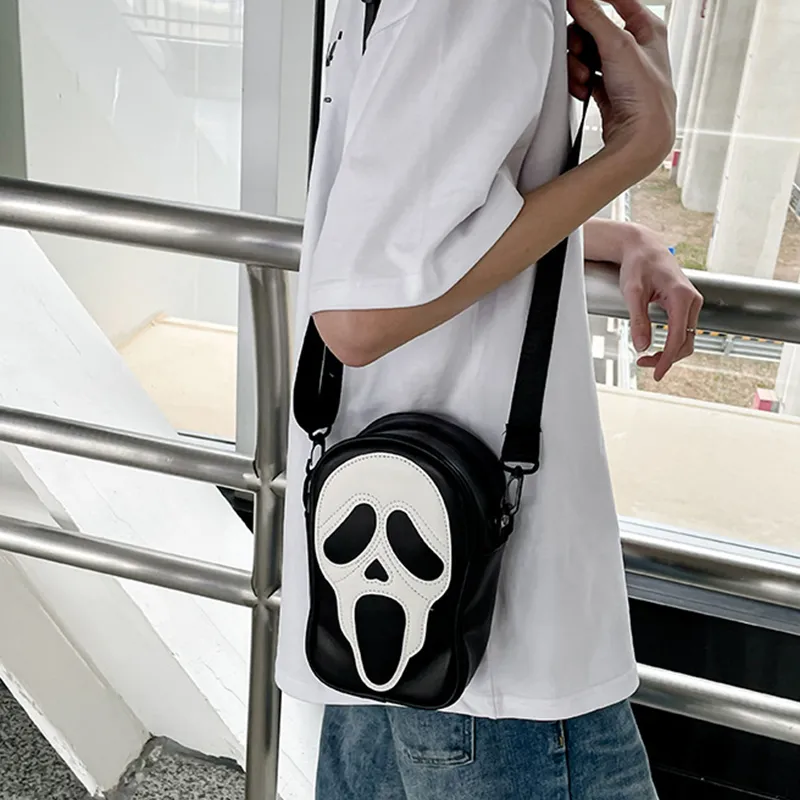 Y2K Vintage Shoulder Halloween Funny Lovely Devil Ghost Bag Ladies Leather Zip Purse PU Handbags Women Crossbody Bags_voghion.com