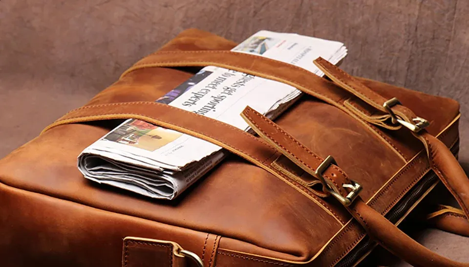 Vintage Herren Laptoptasche Aktentasche Aus Echtem Leder Braun_voghion.com
