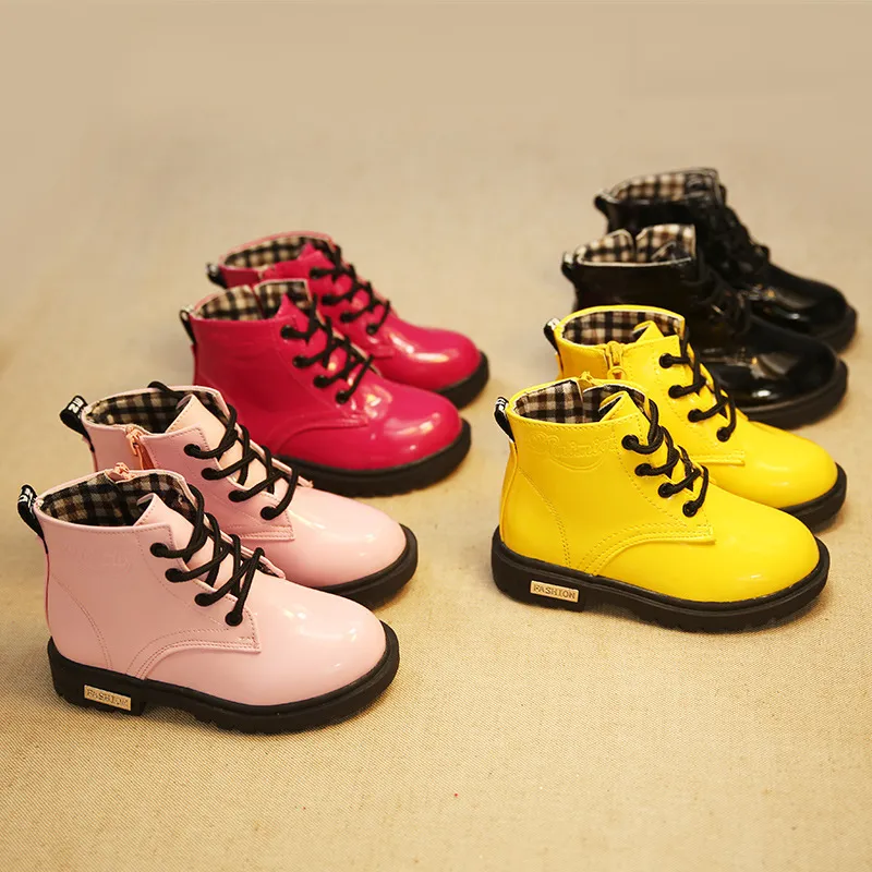 Kid outh Autumn Winter New Boy PU Leather Fashion Non Slip Kidsnest Girl Boot Toddler Gril Ankle Boots Sizes_ecoleips.com