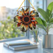 Acchiappasole a forma di girasole 20x20 cm - Graziosa decorazione da appendere in acrilico. Perfetta per pareti, finestre e verande. Un regalo creativo ideale per le feste._voghion.com