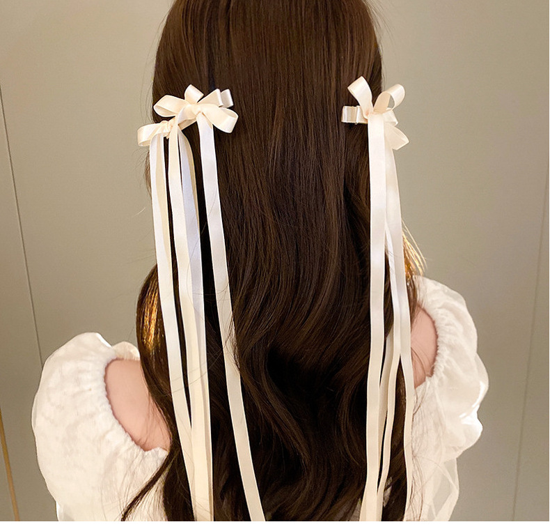 Guanyang cross-border hot-selling long ribbon bow hairpin duckbill clip sweet braided ribbon straight clip hair accessories_voghion.com