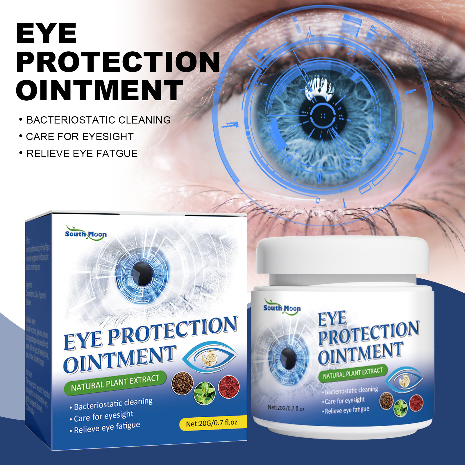 Crema hidratante suave para el contorno de ojos South Moon Repairs Pain, Fatiga, Sequedad y Luminosidad_voghion.com