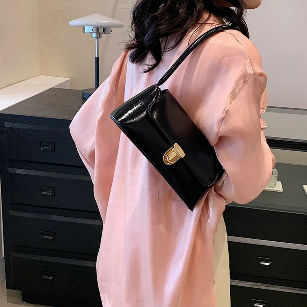 Handtassen voor dames, eenvoudige handtassen met handvat, Franse tote, elegante glanzende oksel, schoudertas van PU-leer voor dames_voghion.com