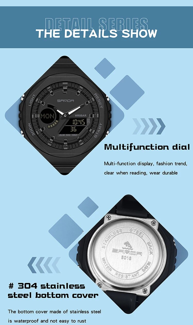 Vattentät outdoor sportklocka med led digital display för herr_voghion.com