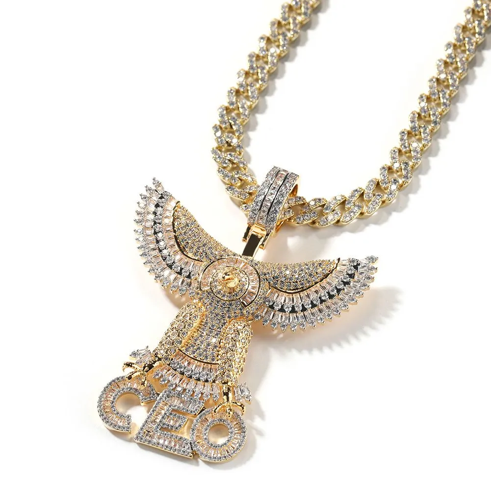 Collana con ciondolo a forma di leone colorato retrò hip hop, regalo per uomo, gioielli placcati in oro vero e zircone pieno_voghion.com