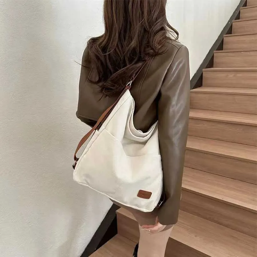 Convertible Shoulder Bag For Women Large Capacity Canvas Rucksack_voghion.com