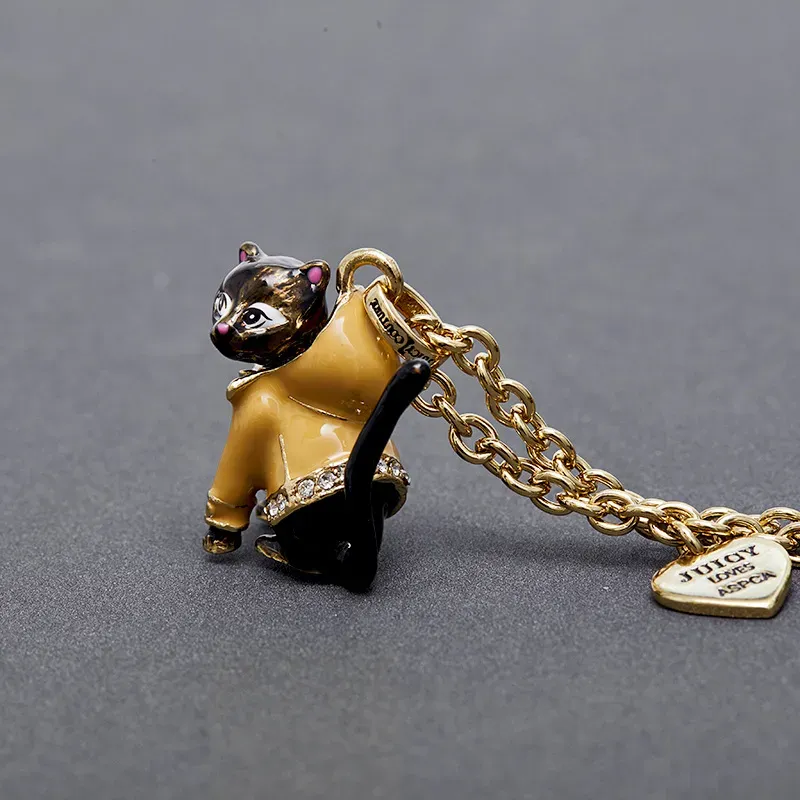 Chains Niche Enamel Jewelry Sweater Chain Autumn Cute Pet Animal Black Kitten Long Necklace For Woman Trend_voghion.com