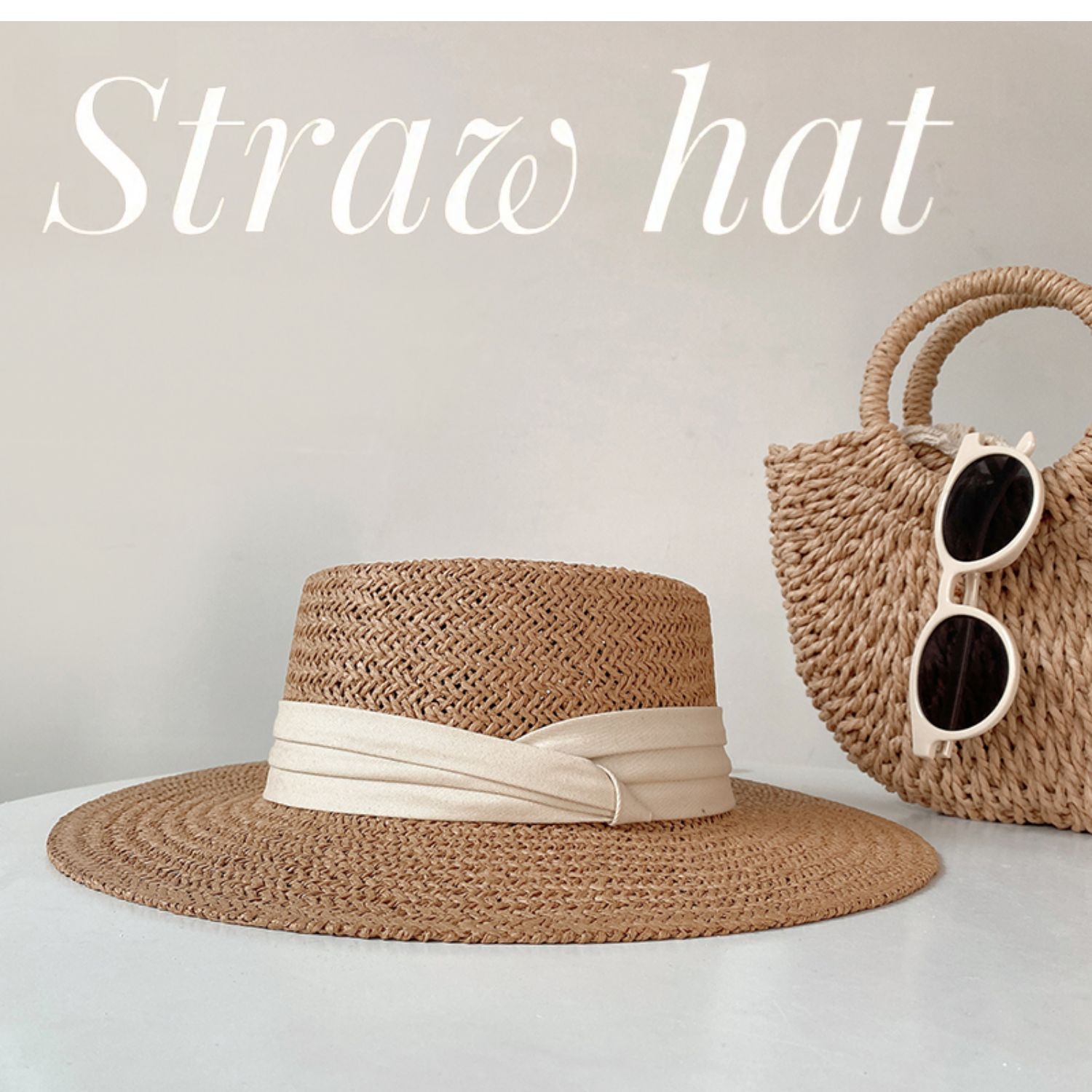 Lafite da donna, cappello da pescatore estivo con protezione solare flat top, foto da spiaggia, cappello in paglia intrecciata_voghion.com