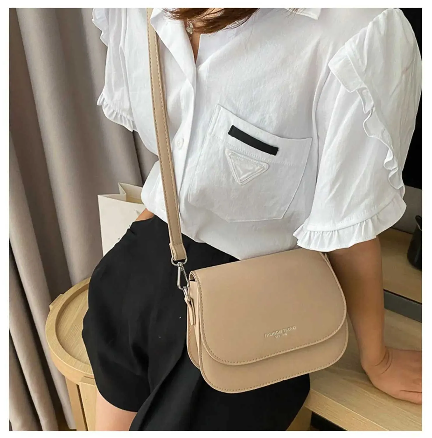 Bolsos cruzados de tendencia simple para mujer, bolso de hombro con solapa salvaje sólido, bolsos y carteras pequeños de diseñador para mujer, nuevos_voghion.com