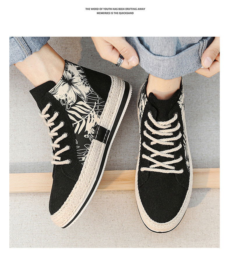 High top canva autumn niche cloth with thick ole elevated height caual board for young port and leiure men'_voghion.com