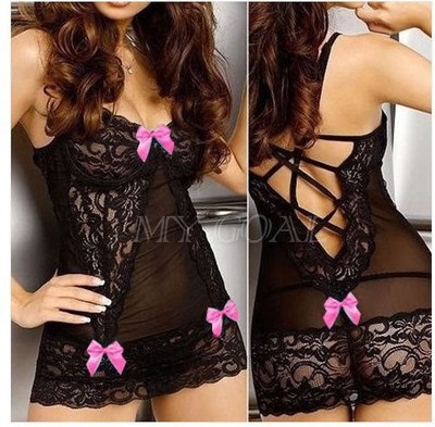 Hot-selling Women's Sexy Slimming Black Lace Home Sleepwear Lingerie_voghion.com