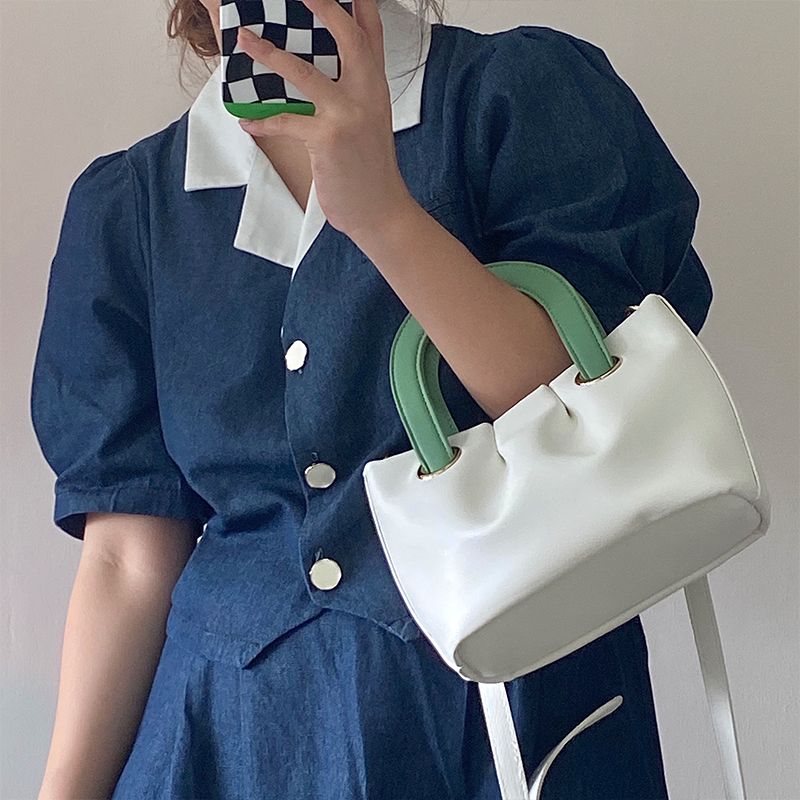 Kleine gruppe plissiert cloud crossbody frauen in 2024, neue sommer, kontrast farbe, handtasche für mädchen, trendy_voghion.com