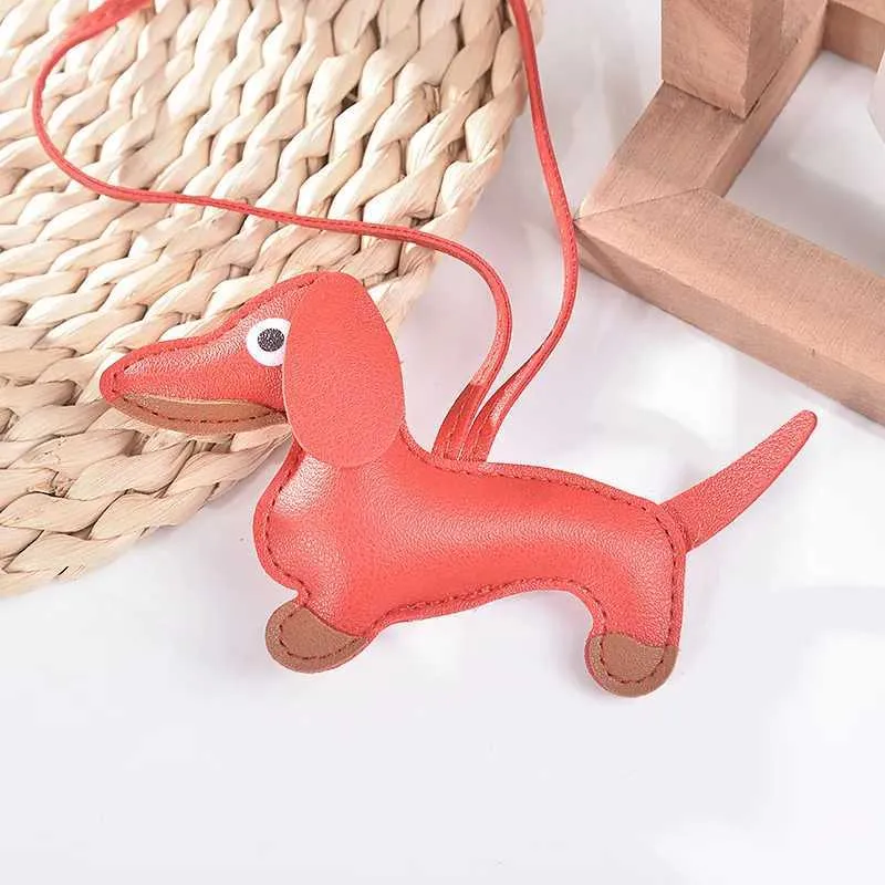 Fashion Car Sausage PU Leather Dog Keychain Womens Bag Pendant Jewelry Pavilion Keyring Keyholder Gift Y241121_voghion.com