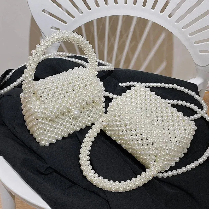 Sacs à bandoulière en perles pour femmes, petit portefeuille à pièces, sac à main tissé à la main pour téléphone, sac fourre-tout à bandoulière pour dames 240822_voghion.com