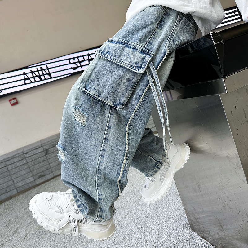 Jeans And 2025 New Style Big Kids Spring Workwear Boys' Autumn Casual Pants Trendy_voghion.com
