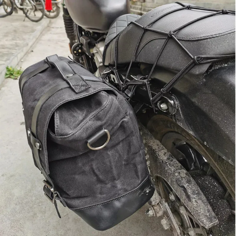 Retro locomotive universal waterproof side motorcycle canvas knight saddle bag 240824_voghion.com