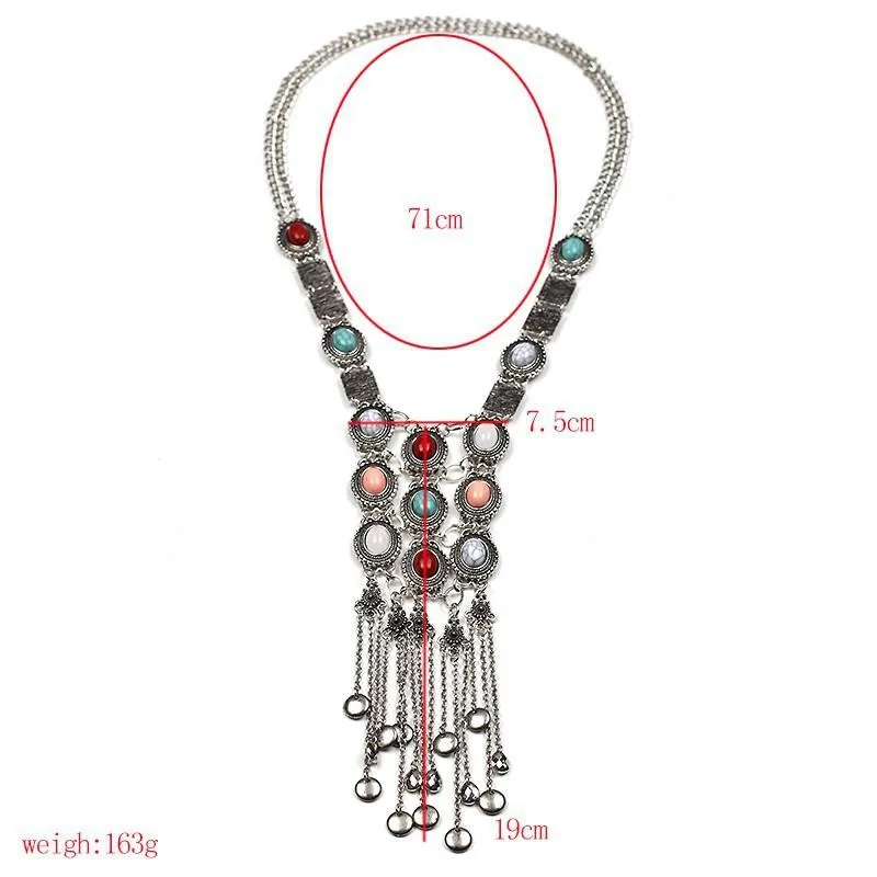 Colliers à pampilles longs et chics pour femmes, style bohème, mode vintage, pendentifs, colliers, bijoux, couleur or et argent_voghion.com