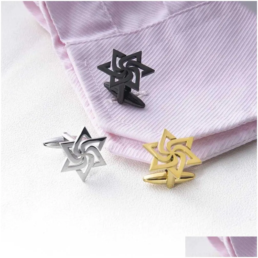 Gemelli stella a spirale da uomo in acciaio inox stile retro_voghion.com
