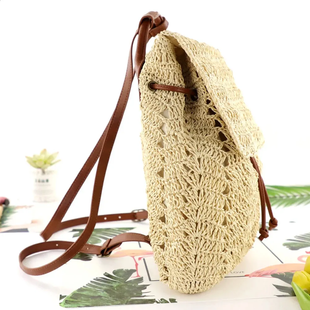 Damen Stroh Sommer Boho Bohemian Hohl Schultertasche Hobo Häkeln Reisetaschen für Frauen Gestrickter Strandrucksack 240907_voghion.com