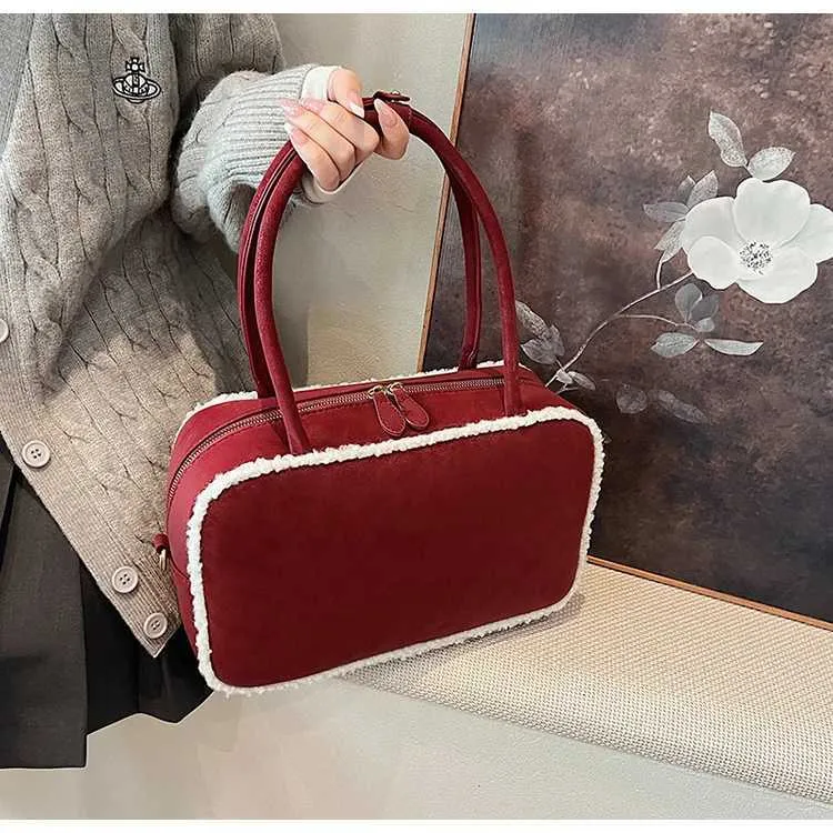 Sacs à main en daim de grande capacité pour femmes, sacoches en polaire d'agneau, sac à bandoulière décontracté pour femmes, sac à bandoulière assorti_voghion.com