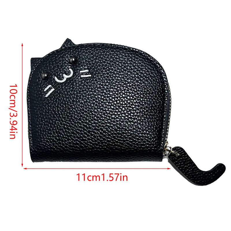 2024 neue süße Katze kleine Reißverschluss Mädchen Marke entworfen Pu Leder Frauen Geldbörse weibliche Kartenhalter Brieftasche_voghion.com