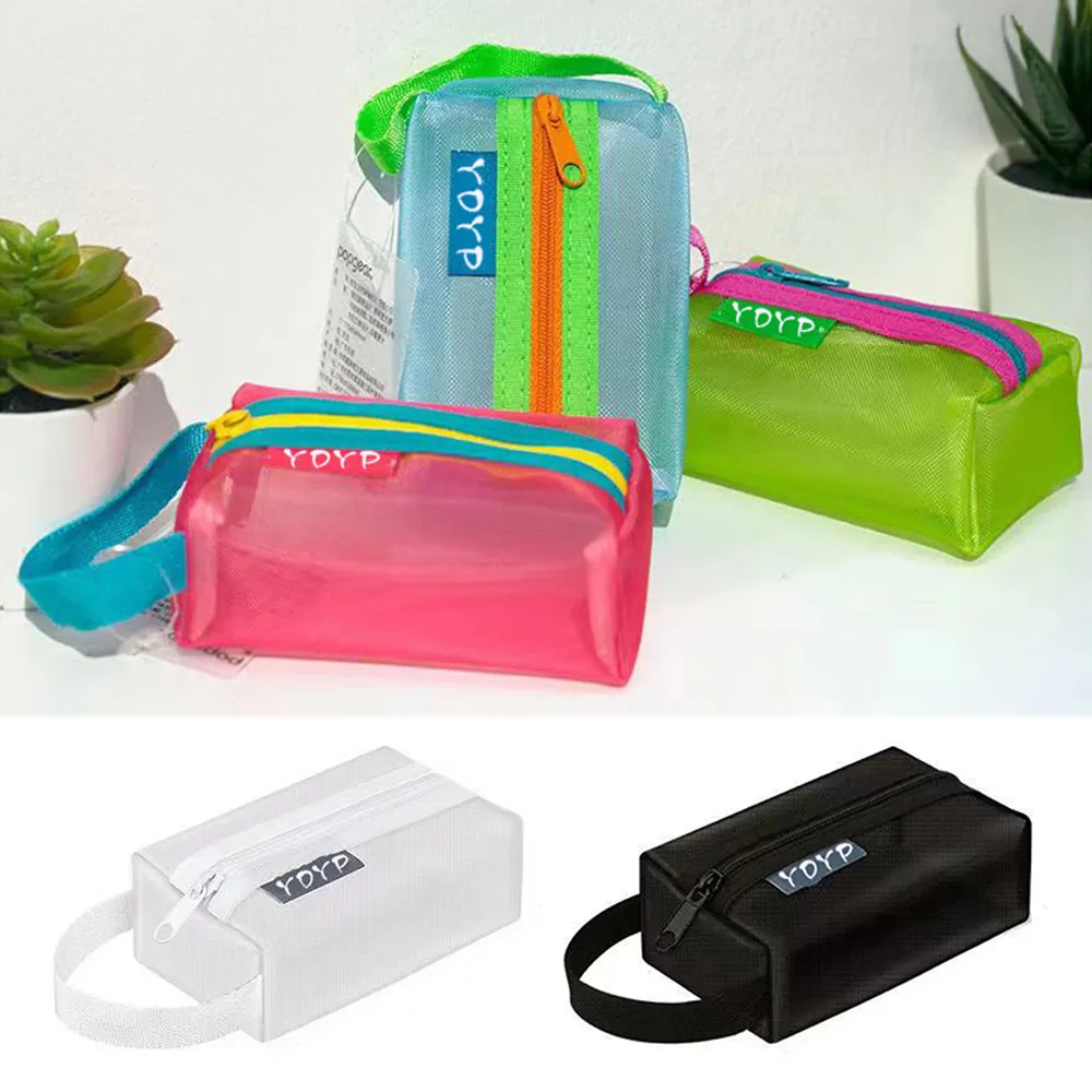 Mesh Transparent Cosmetic Bags Small Large Clear Colored Makeup Bag Portable Travel Toiletry Organizer Lipstick Storage_voghion.com